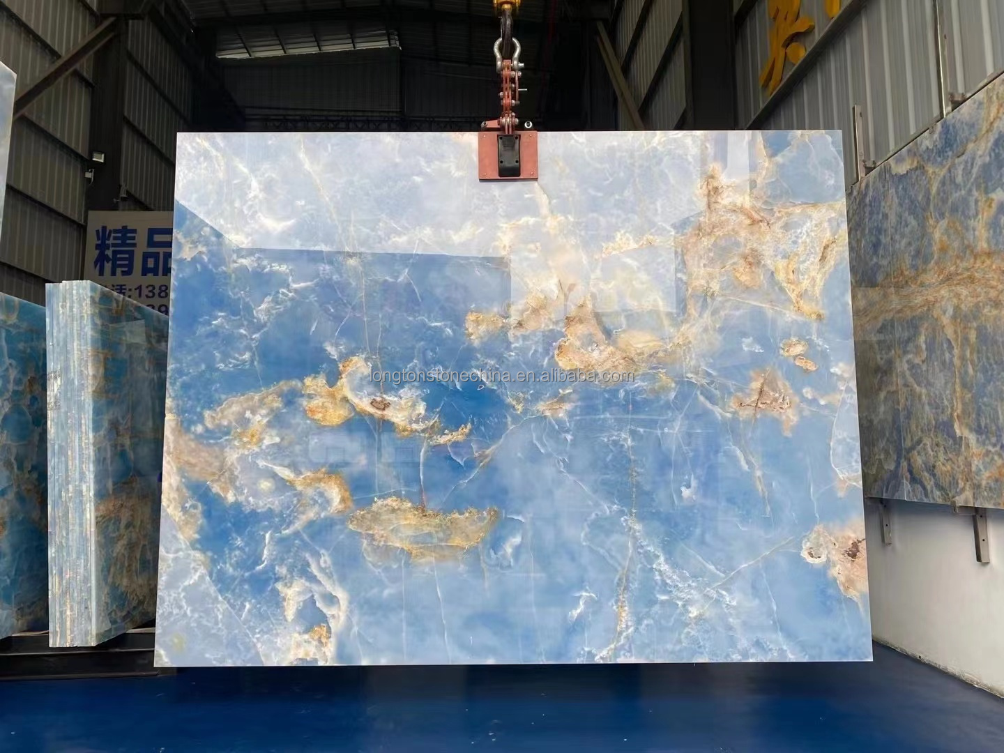 Natural Marble Wall Panel Cladding Backlit Translucent  Blue Onyx Marble  Big Slab Bar Onyx Tile Tops Decoration Onyx Marble