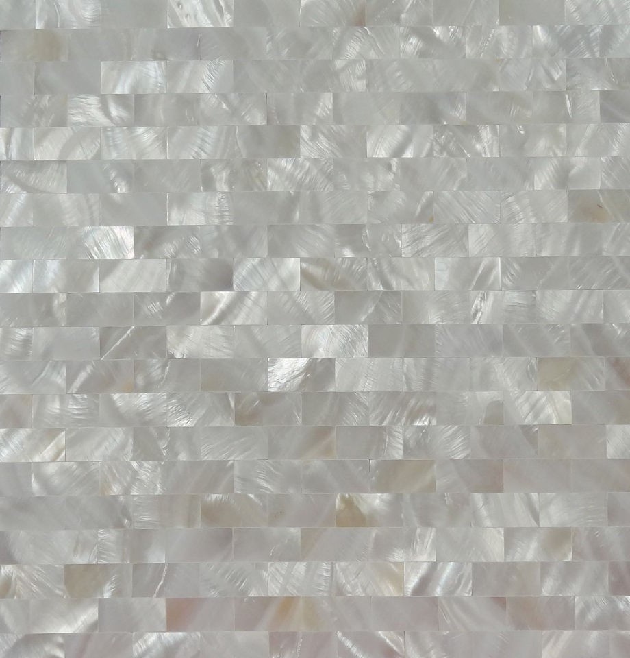 Nature White Brick Design Mother Of Pearl Groutless Shell Mosaic Tile