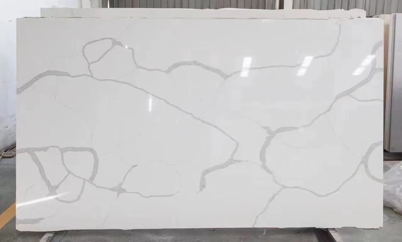 Model Design Flat Edge Or Customized White Quartz Vanity Countertops Kitchen Bathroom Artificial Stone Material Slab