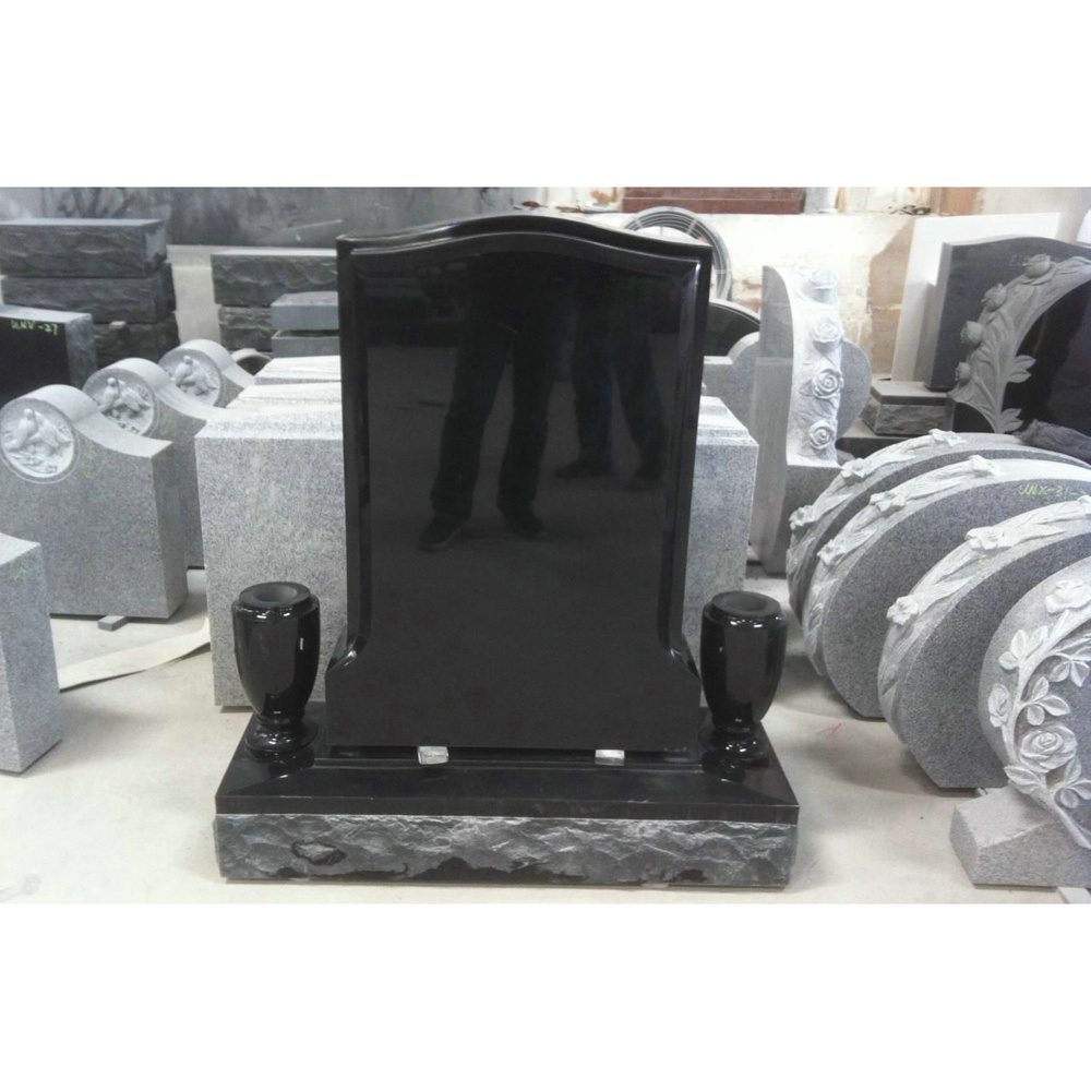 High Quality Upright Granite Grave Stone Manufacturers Gravestone Monuments European Grave Headstones With Flower Vases