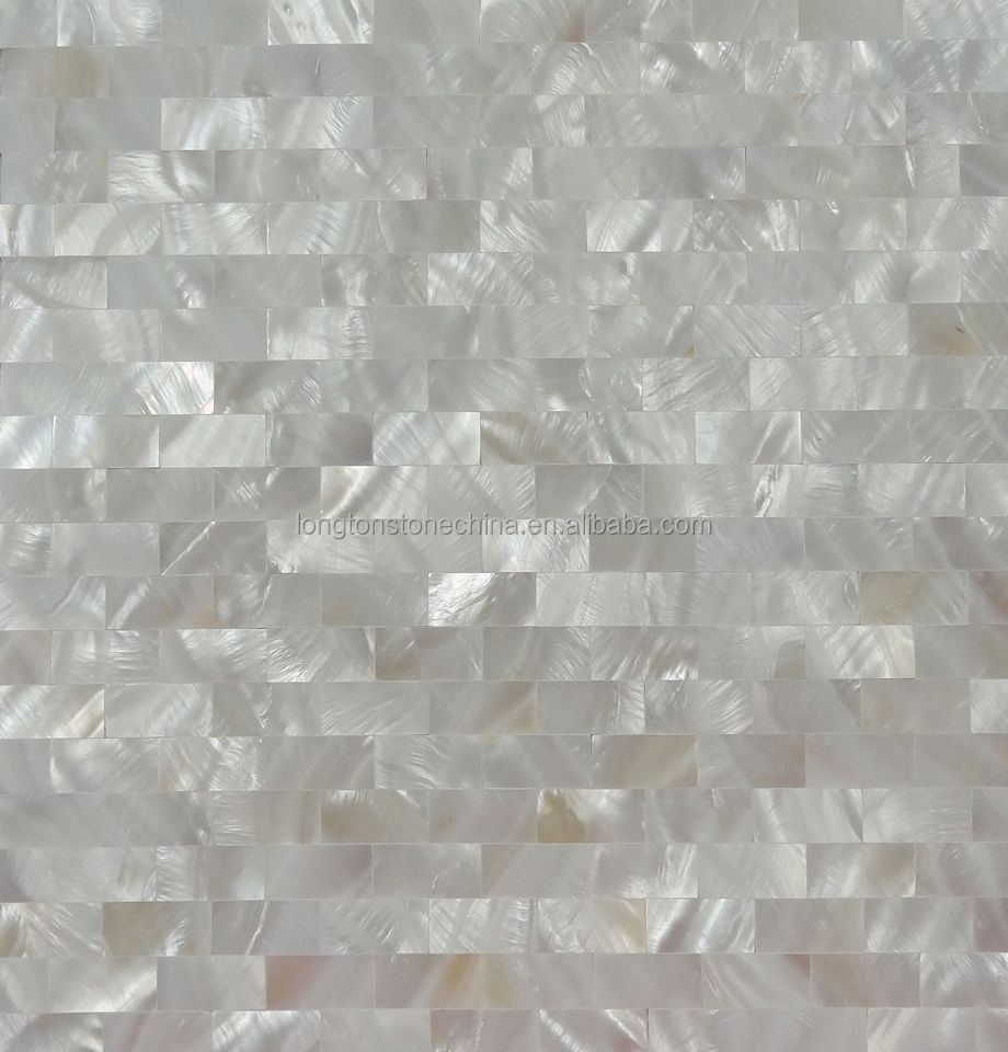 Nature White Brick Design Mother Of Pearl Groutless Shell Mosaic Tile