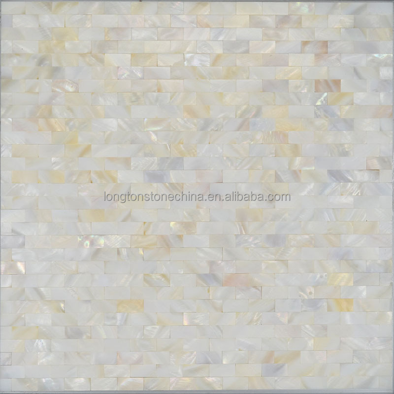 Nature White Brick Design Mother Of Pearl Groutless Shell Mosaic Tile