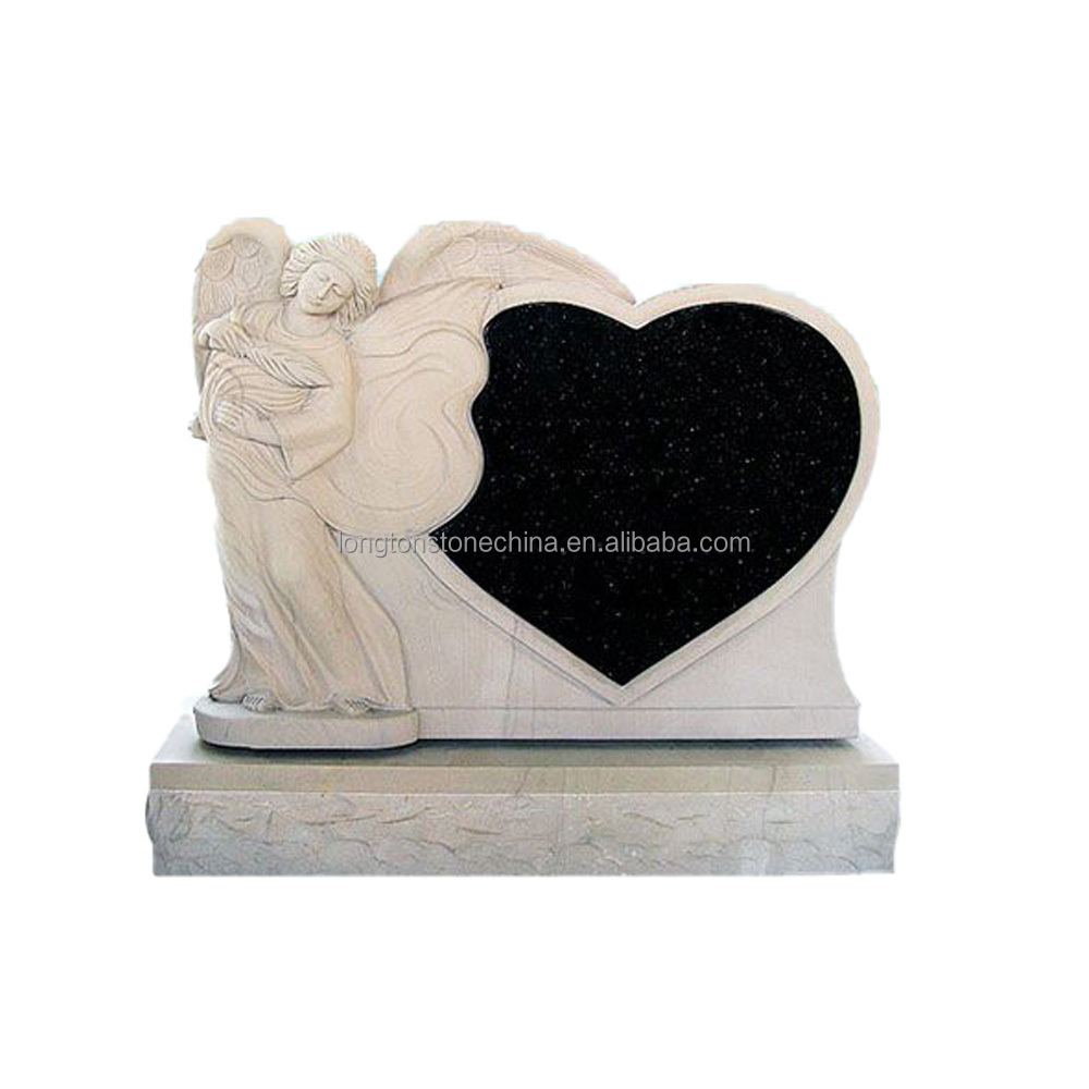 Natural Granite Hand Carved Angel With Wings Tombstone and Monument Granite Tombstone Design Memorial Headstones for Graves