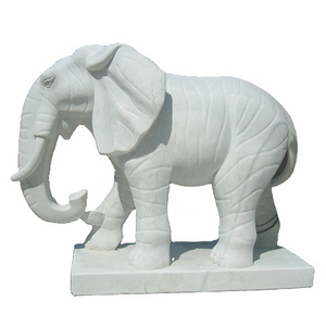 Manufacturer Direct Customized Size Modern Outdoor Garden Decor Animal Statue Walking White Marble Stone Elephant Sculpture