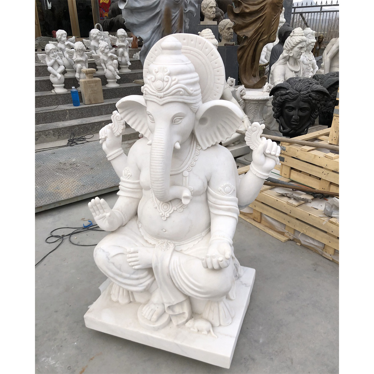 Indian Religious Ganesha Stone Sculpture Sale Large Modern Stone Sculpture White Marble Stone Statue For Wholesale