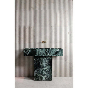 New Design Verde Alpi Pradas Green Marble Bathroom Pedestal Sink Luxury Natural Stone Wash Basin Marble Sink Basin