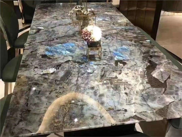 Exotic Natural Labradorite Blue Granite Polished Lemurian Blue Granite Slab Bathroom kitchen Countertops Vanity Tops Table Tops