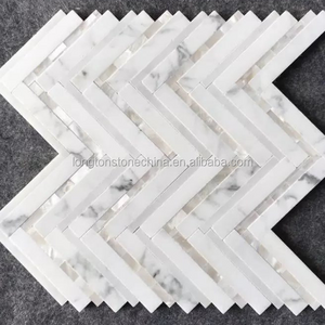 Philippine Products White Shell Mosaics Tile Mix Chevron Marble Water Jet Mosaic