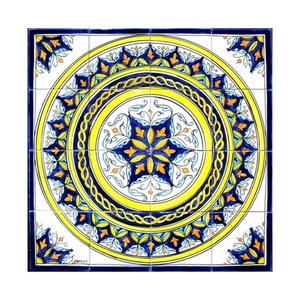 Mosaic Medallion Antique Looking Wall Mural Polish Ceramic Tile Kitchen Backsplash