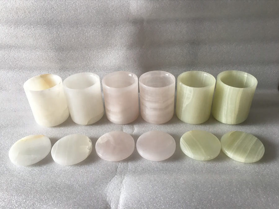 Unique Candle Jars Natural Marble Polished Onyx Candle Jar Jade Candlestick Onice Candle Holders Vase for Home Decor Wedding