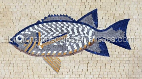 Fish Mosaic Nautical Border Art mosaic painting kitchen mosaic for decoration