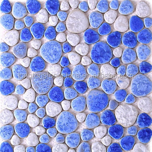 Blue Mosaic 12x12 Ceramic Pebble Tile Design Bathroom Tiles Walls and Floors Tiles Swimming Pool Mosaic Prices