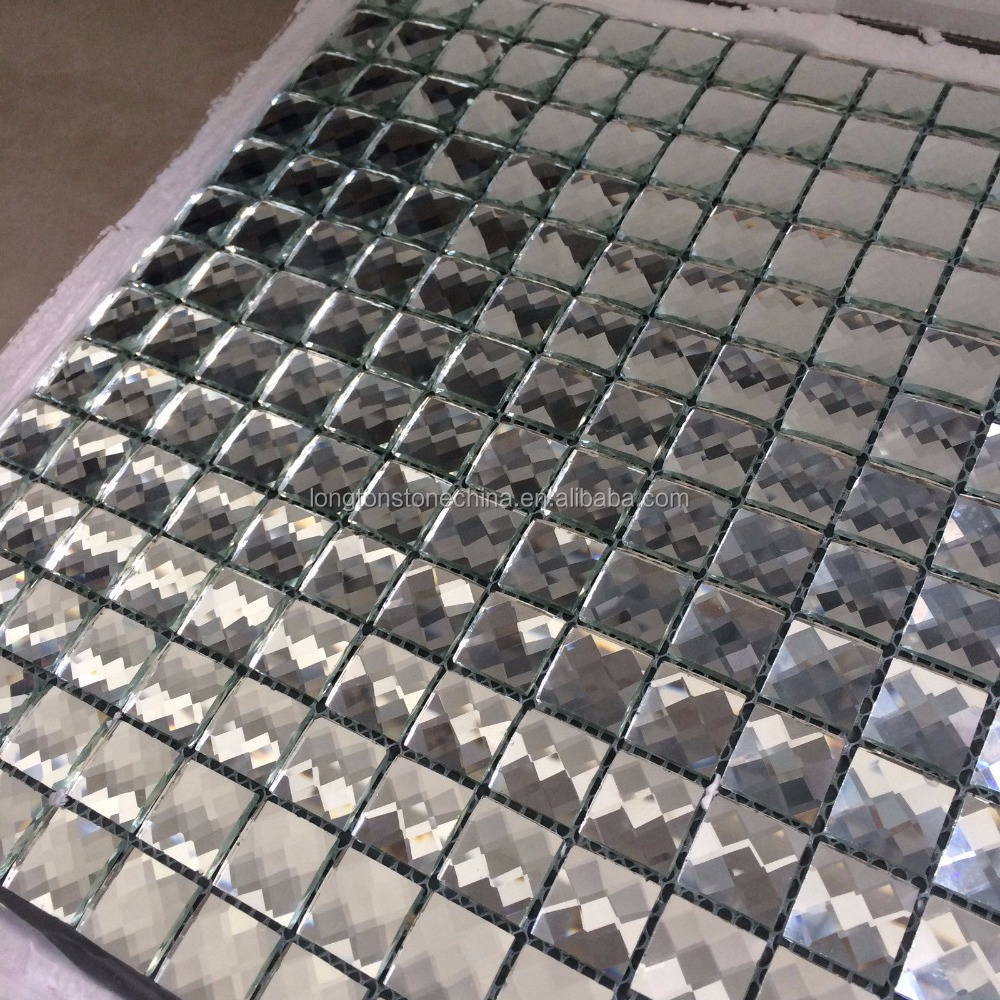 Small Particles Shine Silver Mirror Diamond Mosaic Tile Glass mix Stone Tile Mosaic for Bathroom Tiles Walls and Floors