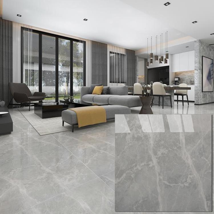 Polished Gray Inkjet Floor Tile Living Room Hotel Home Decor Tiles For Bathroom And Toilet Glazed Porcelain Ceramic Tiles