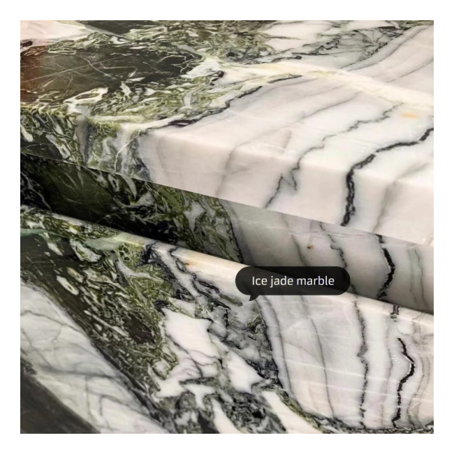 Luxury Interior Decoration Designer Chinese Ice Jade Marble Natural Jade Marble Countertop  Green Onyx Backsplash Tile Slab