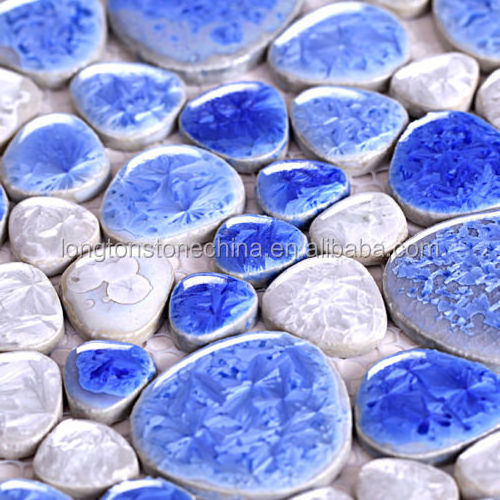 Blue Mosaic 12x12 Ceramic Pebble Tile Design Bathroom Tiles Walls and Floors Tiles Swimming Pool Mosaic Prices