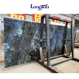 Luxury Blue Emerald Exotic Backlit Granite Madagascar Natural Stone Countertop Table Lemurian Labradorite Blue Granite Slab