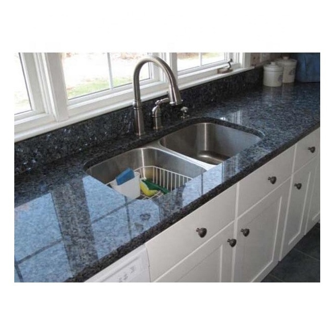 Natural Blue Pearl Granite Bathroom Hand Wash Basin Countertops Cooking Kitchen Polished Stone Granite Slab Blue Pearl Granite