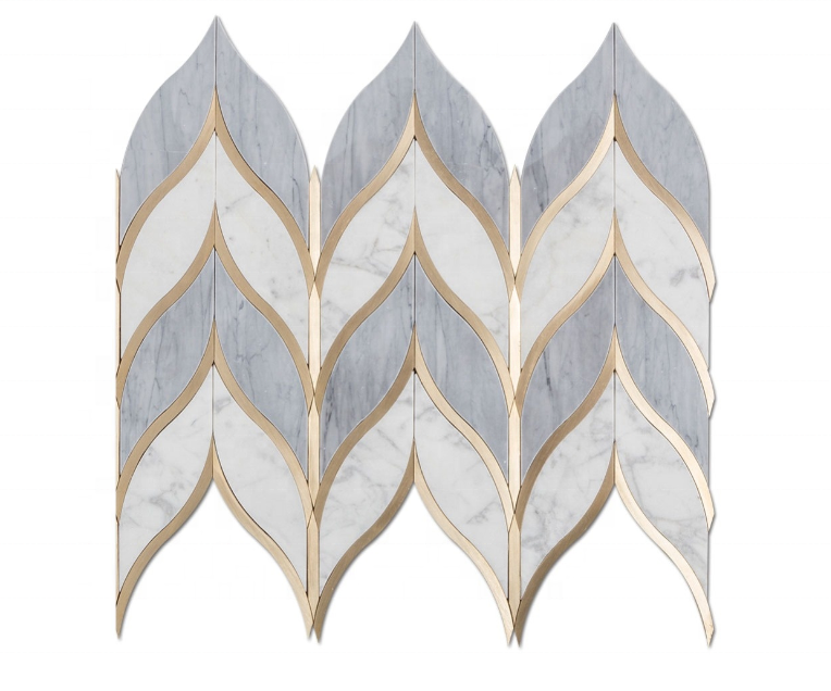 12x12 Stone Water Jet Marble Mosaic Tile Polished Chevron Marble Mosaics Kitchen Backsplash