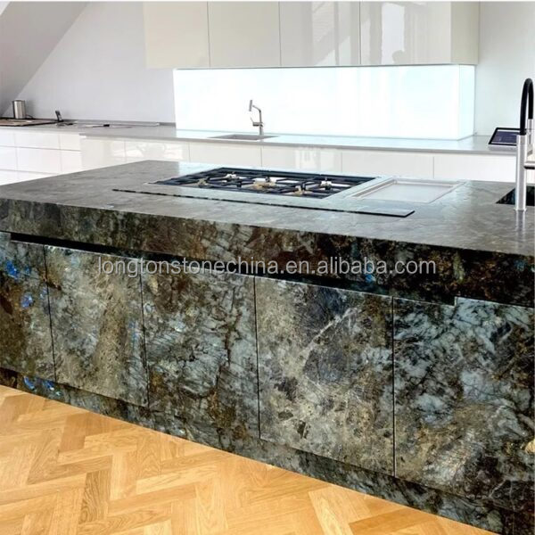 Exotic Natural Labradorite Blue Granite Polished Lemurian Blue Granite Slab Bathroom kitchen Countertops Vanity Tops Table Tops