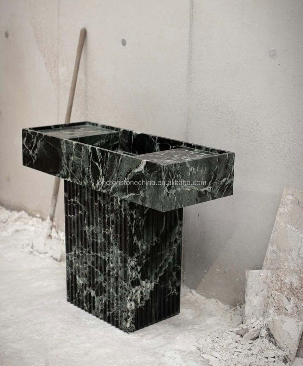 New Design Verde Alpi Pradas Green Marble Bathroom Pedestal Sink Luxury Natural Stone Wash Basin Marble Sink Basin