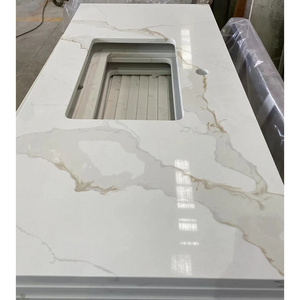 Artificial Calacatta White Slab Polished Marble Gold Veins Engineered Quartz Price Countertop Wall Decor Quartz Stone Slab