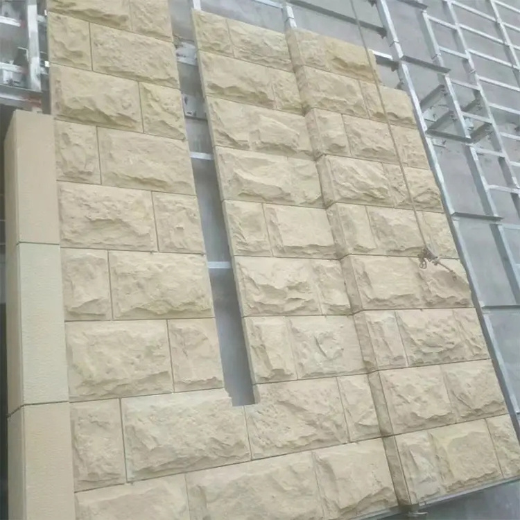 Natural Garden Wall Cladding Limestone Blocks Exterior Wall price Mushroom face beige Sandstone tiels