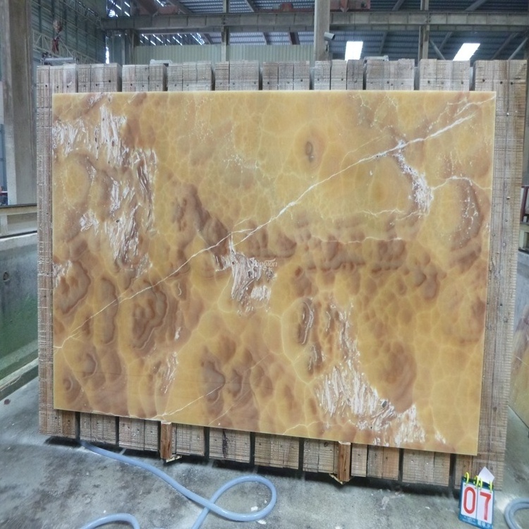 Luxury Natural Stone Deep Brown Golden Onyx Marble Cladding Big Slab Translucent Backlit For Floor Tile Wall Panel Countertop