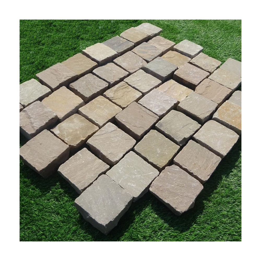 Wholesale Natural Sandstone Cobbles Garden Park Driveway Paving Stone Sandstone Brick Block Premium Quality Landscaping Stone