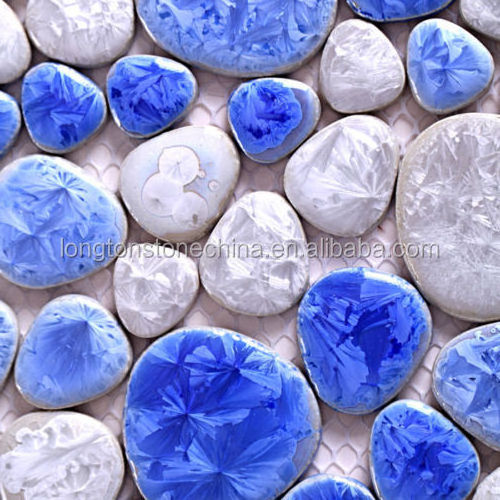 Blue Mosaic 12x12 Ceramic Pebble Tile Design Bathroom Tiles Walls and Floors Tiles Swimming Pool Mosaic Prices