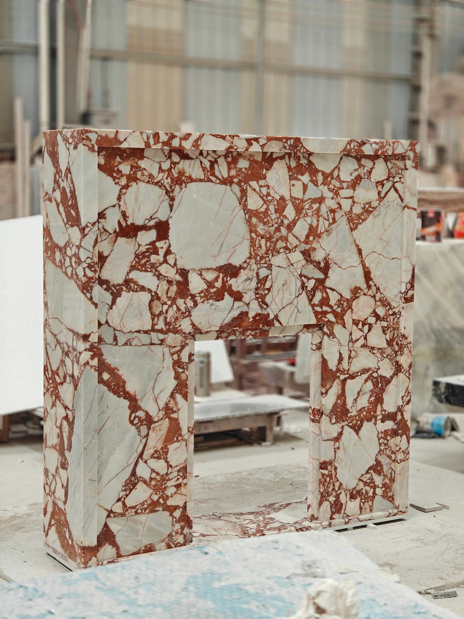 Wholesale Bulgari Red Marble Natural Stone Wall Panel Home Villa Interior Decoration Vanity Table Top Decor Red Marble Fireplace