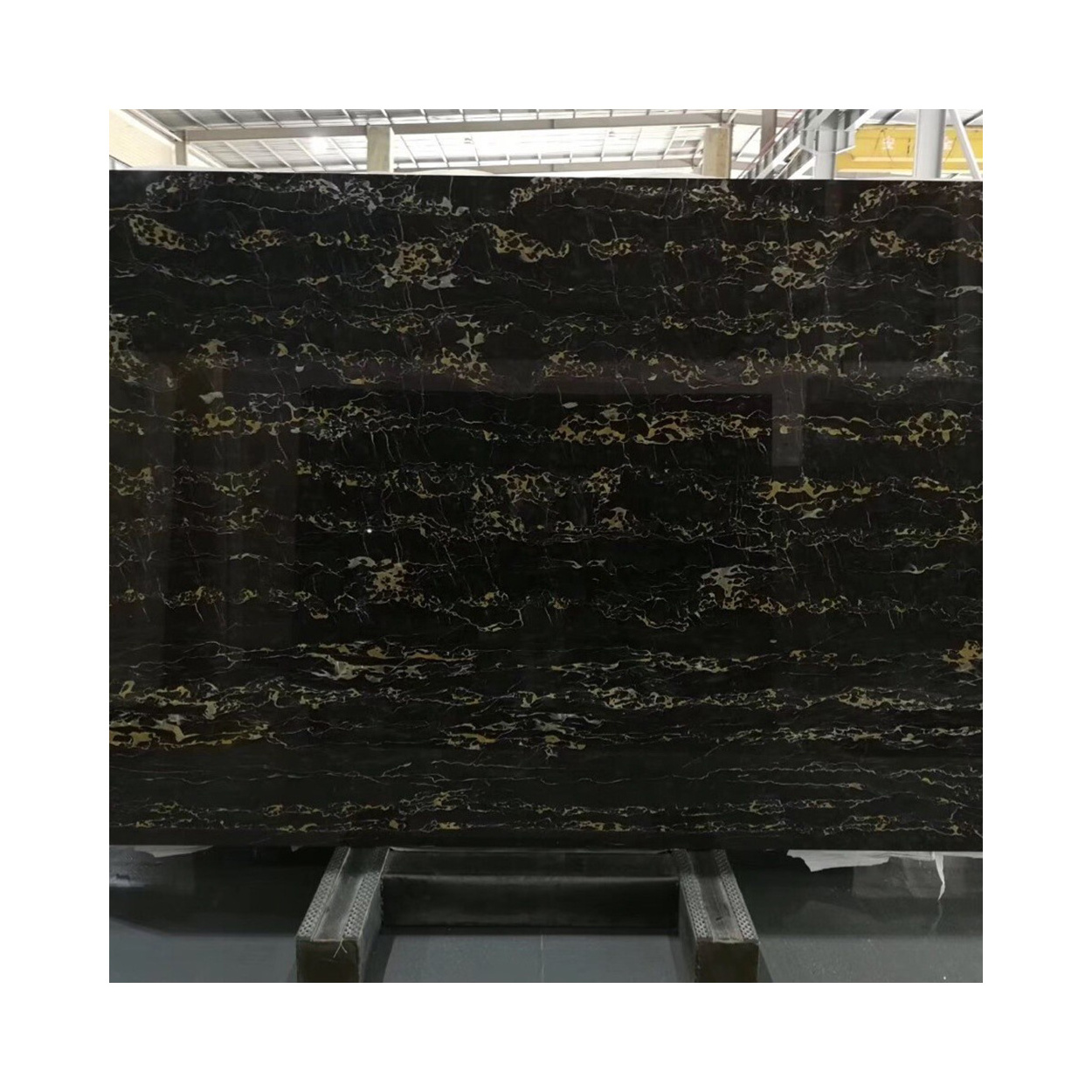 Imported Italian Natural Portopo Marble Price Black And Gold Full Polishing Floor Stone Slab