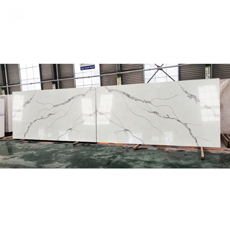 Modern Polished Surface Artificial Stone Quartz Countertop Black With White Veins for Kitchen Bathroom Vanities Table Tops