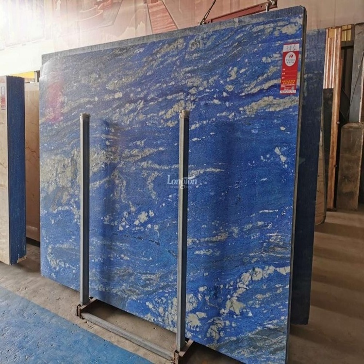 Factory Direct Prices Polished Natural Stone Blue Marble Slab House Design Wall Decoration Bathroom Stone Island Table Tops