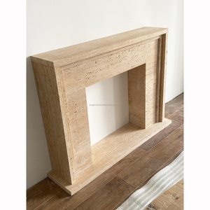 Classic Beige Travertine Fireplace Mantel Natural Marble Fireplace Surround Home Villa Customized  Marble Fireplace Mantle