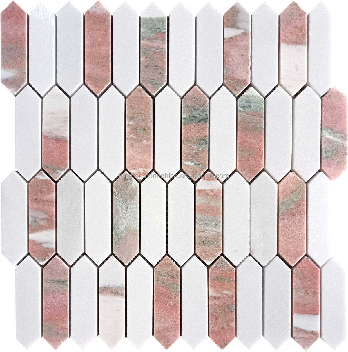 Pink Norwegian Rose Marble Mosaic Picket Tile Luxury Home Hotel Project Wall Floor Tile Rose Marble Mosaic