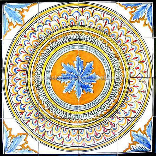 Mosaic Medallion Antique Looking Wall Mural Polish Ceramic Tile Kitchen Backsplash