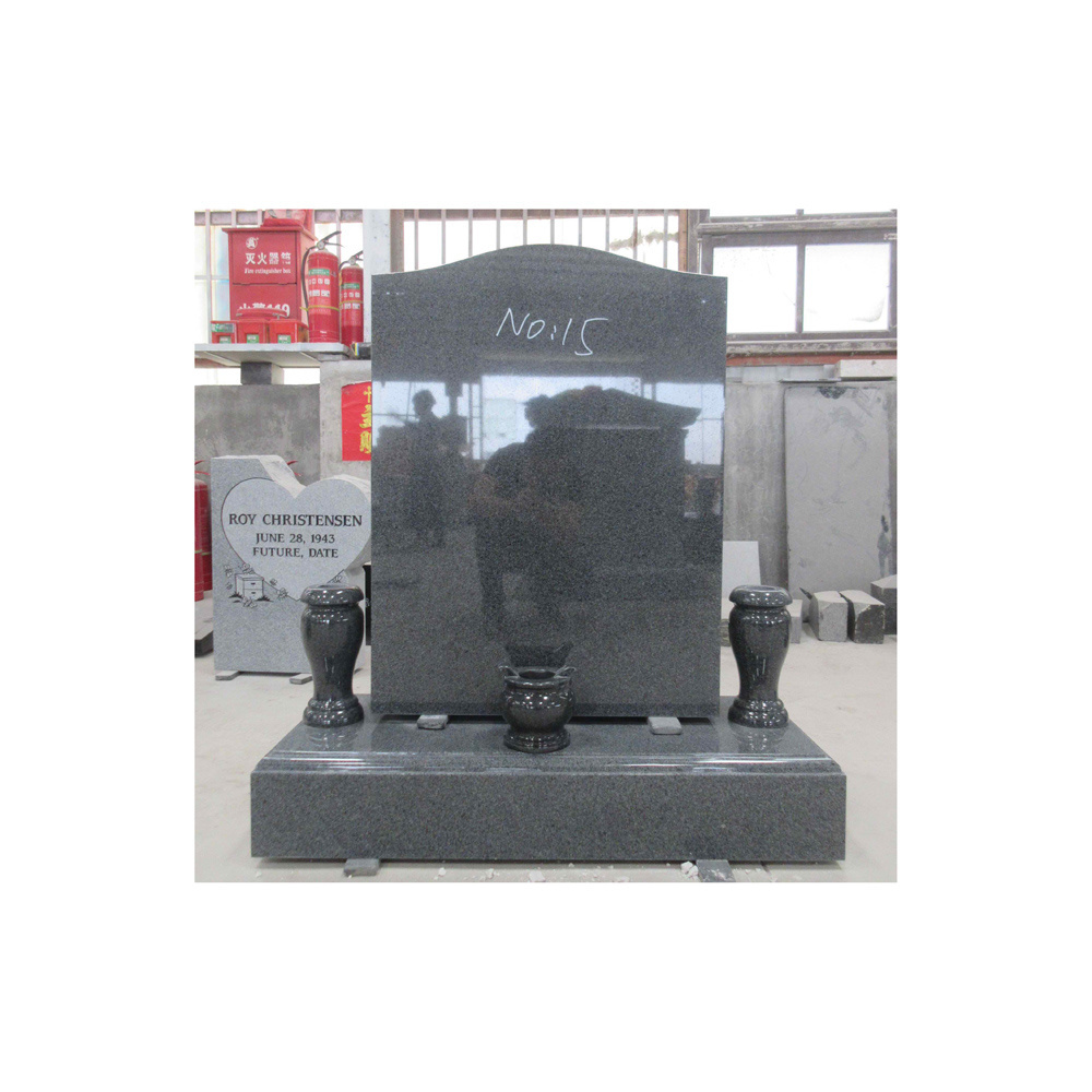 High Quality Upright Granite Grave Stone Manufacturers Gravestone Monuments European Grave Headstones With Flower Vases