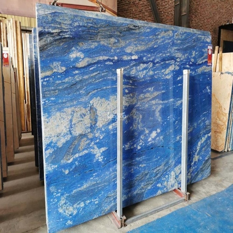 Factory Direct Prices Polished Natural Stone Blue Marble Slab House Design Wall Decoration Bathroom Stone Island Table Tops