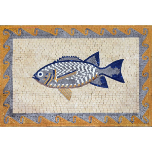 Fish Mosaic Nautical Border Art mosaic painting kitchen mosaic for decoration