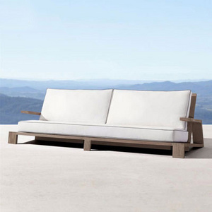 Oversized seat for more comfort outdoor sofa set furniture teak wood weather resistant outdoor sofa for patio villa garden