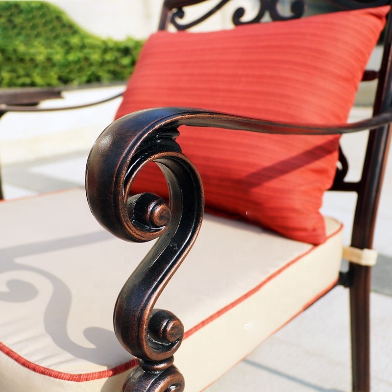 Outdoor sofa combination cast aluminum courtyard wrought iron table and chair double European garden furniture