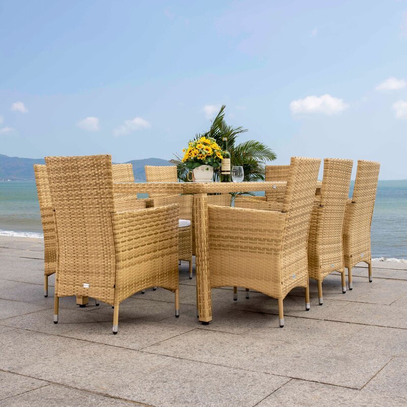 rattan wicker 4 6 seat table and chair dining restaurant patio outdoor furniture set rattan garden set