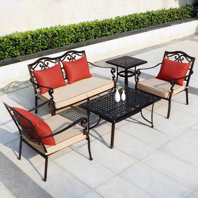 Outdoor sofa combination cast aluminum courtyard wrought iron table and chair double European garden furniture