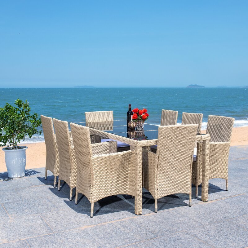 rattan wicker 4 6 seat table and chair dining restaurant patio outdoor furniture set rattan garden set