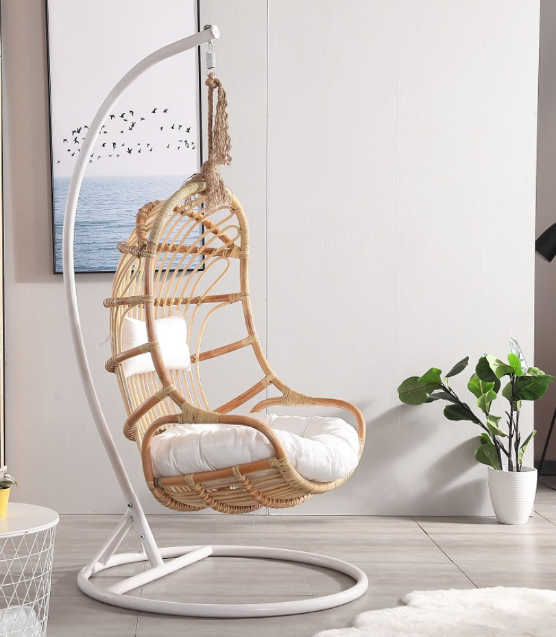 Outdoor indoor hanging chair hanging basket real rattan hanging patio swing adult rocking chair furniture homestay