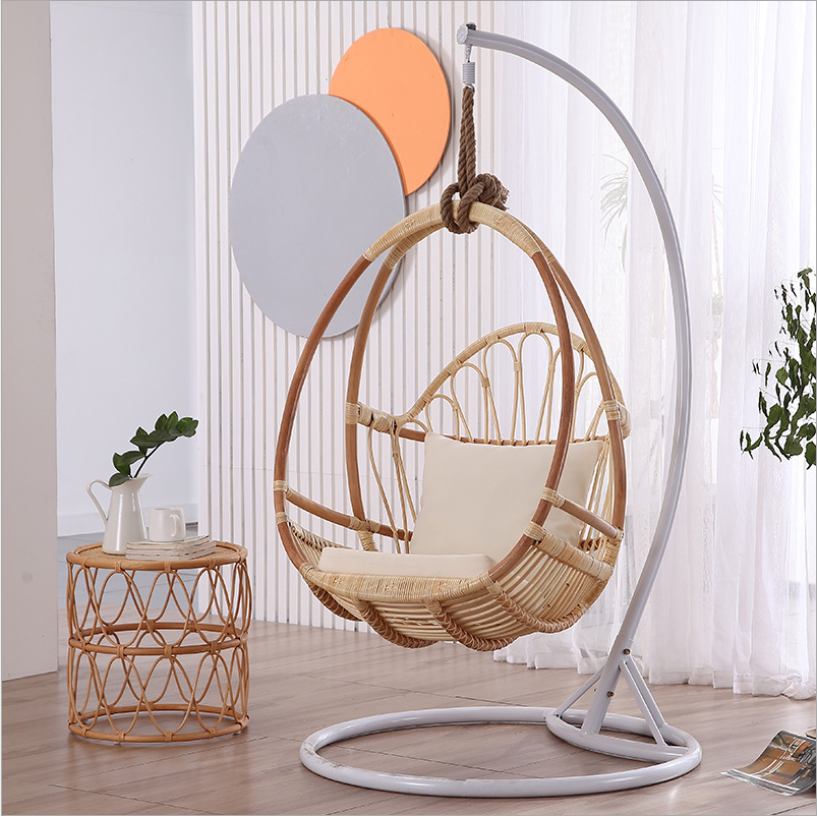 Outdoor indoor hanging chair hanging basket real rattan hanging patio swing adult rocking chair furniture homestay