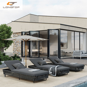 Aluminum Frame Outside Hotel Rope Lounger Villa Terrace Outdoor Foldable Sunbathing Pool Garden Lounge Chair Sunbed Lounger