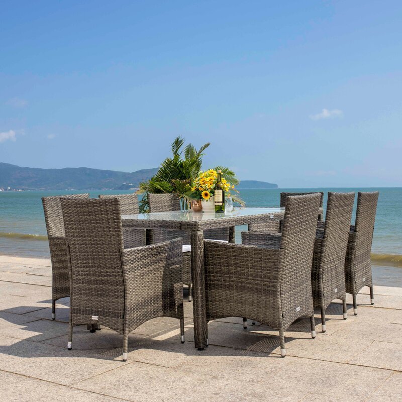 rattan wicker 4 6 seat table and chair dining restaurant patio outdoor furniture set rattan garden set