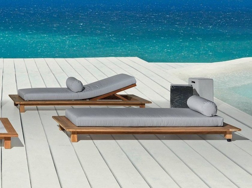 Modern fashion solid wood sun lounger outdoor daybed patio teak beach chair